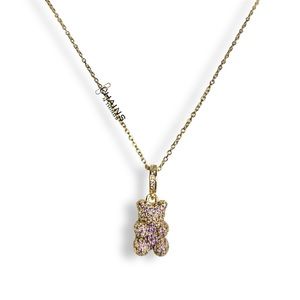 Gummy Bear Purple gold plated Necklace Stainless steel 16" Zircon Rhinestone 💜